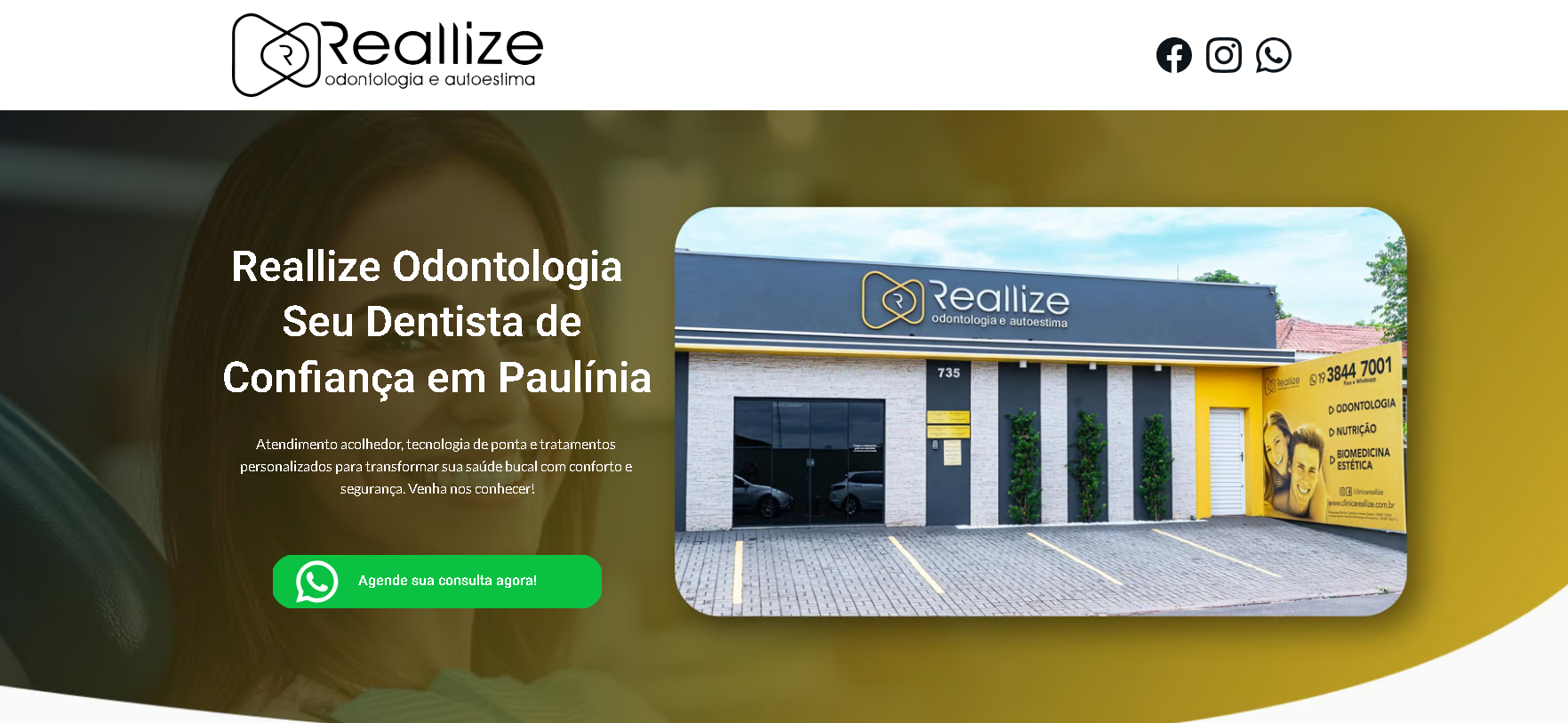 Website da Reallize Odontologia desenvolvido pela WAVE
